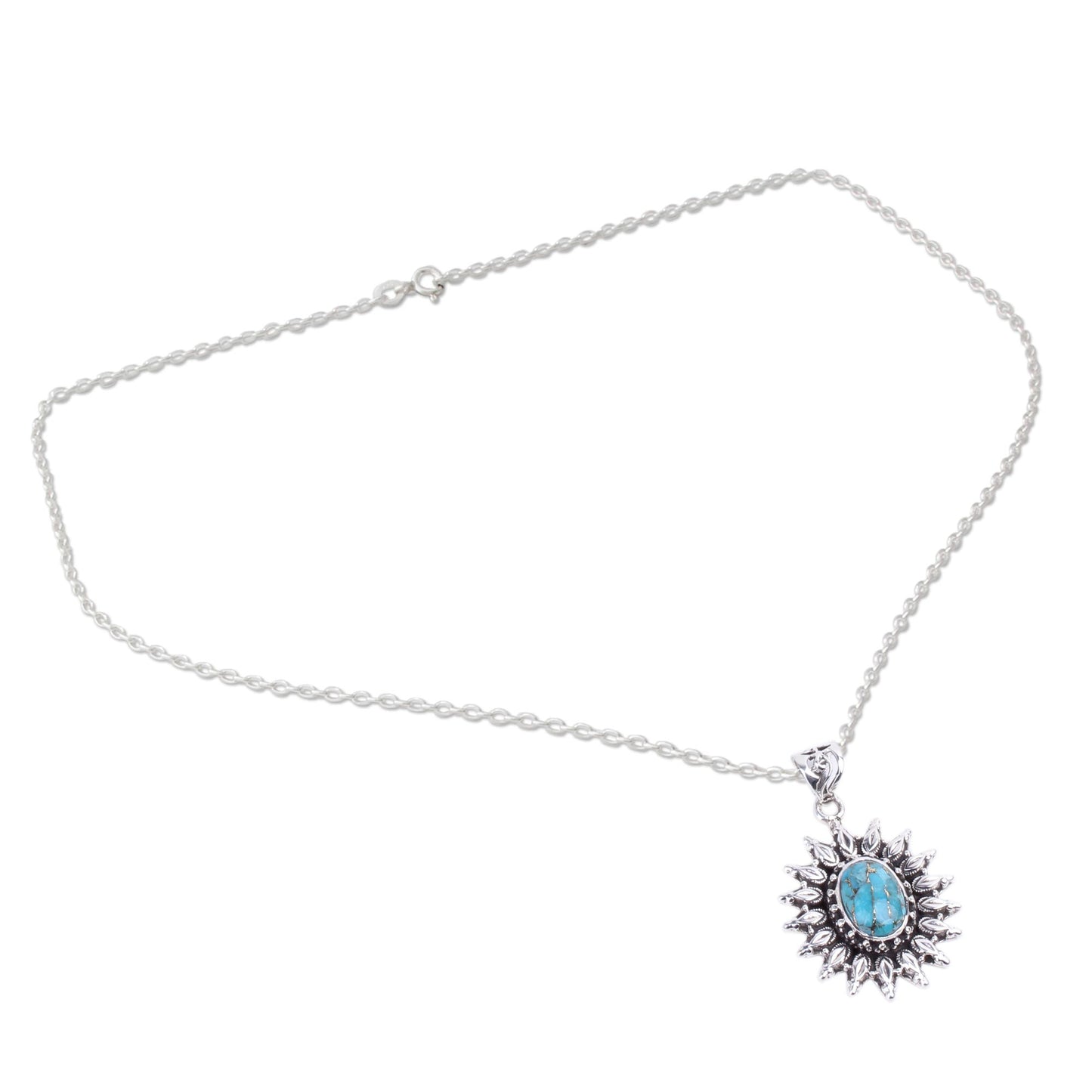 Eternal Radiance Silver and Composite Turquoise Artisan Crafted Necklace