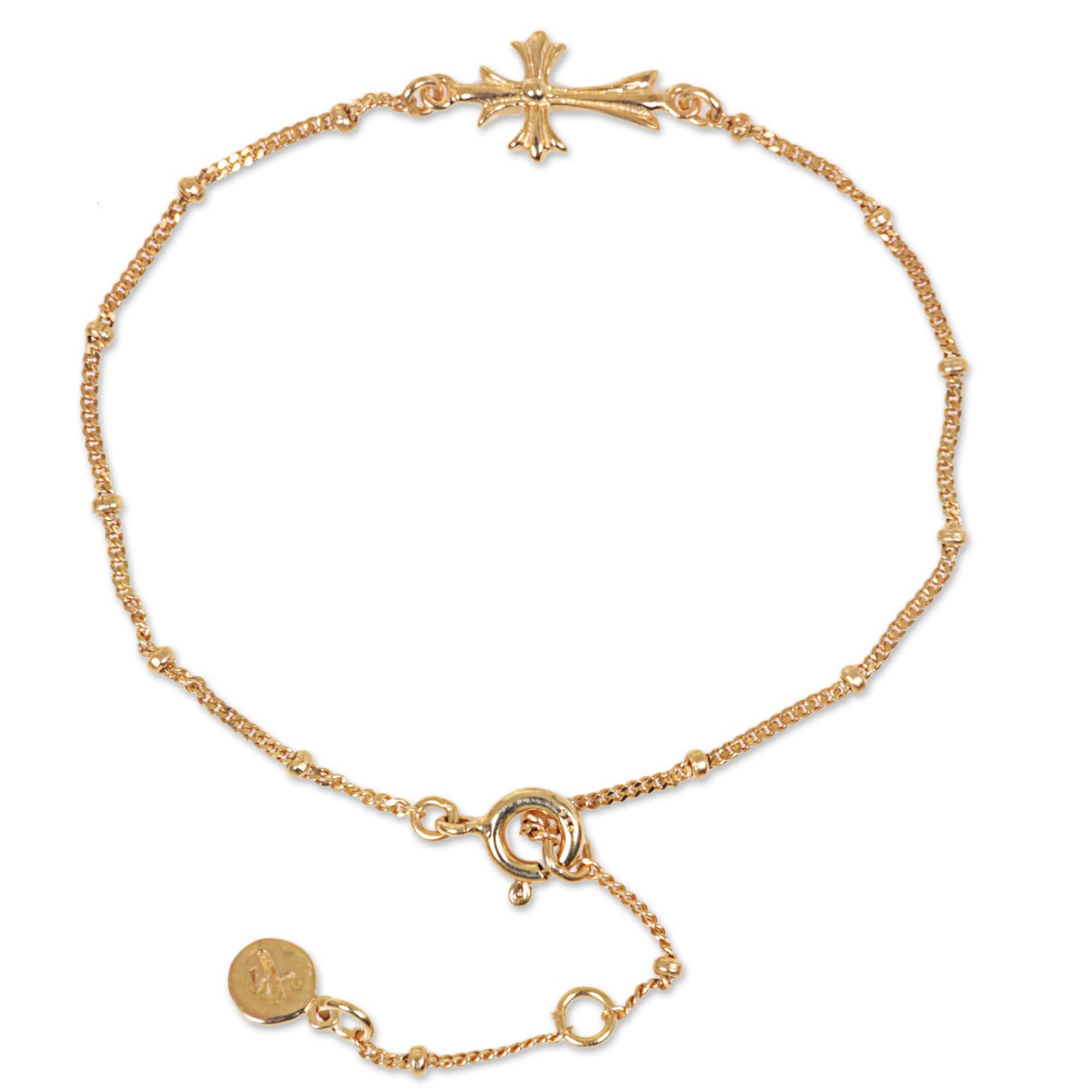 Gold Cross Hancrafted 14k Gold Vermeil Balinese Cross Them Bracelet