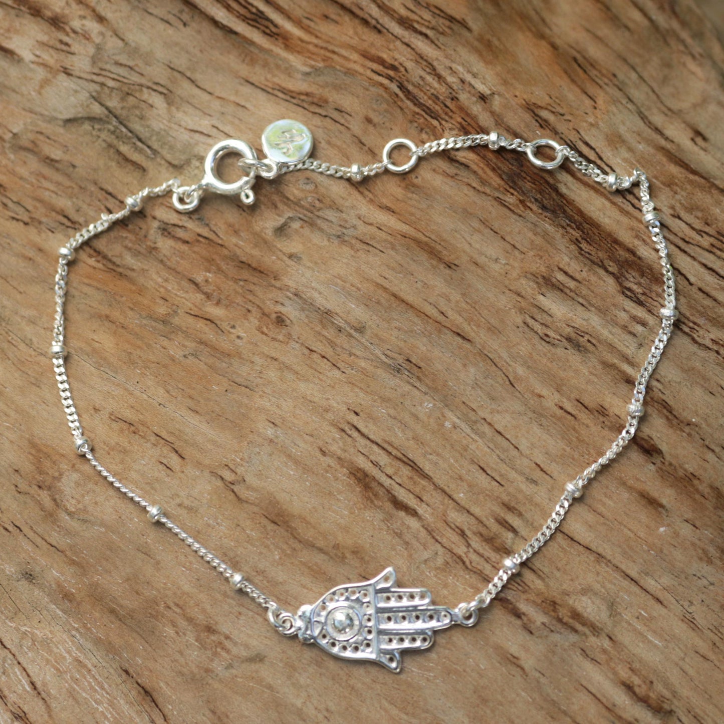 Silver Hand Handmade Sterling Silver Hamsa Hand Bracelet from Indonesia