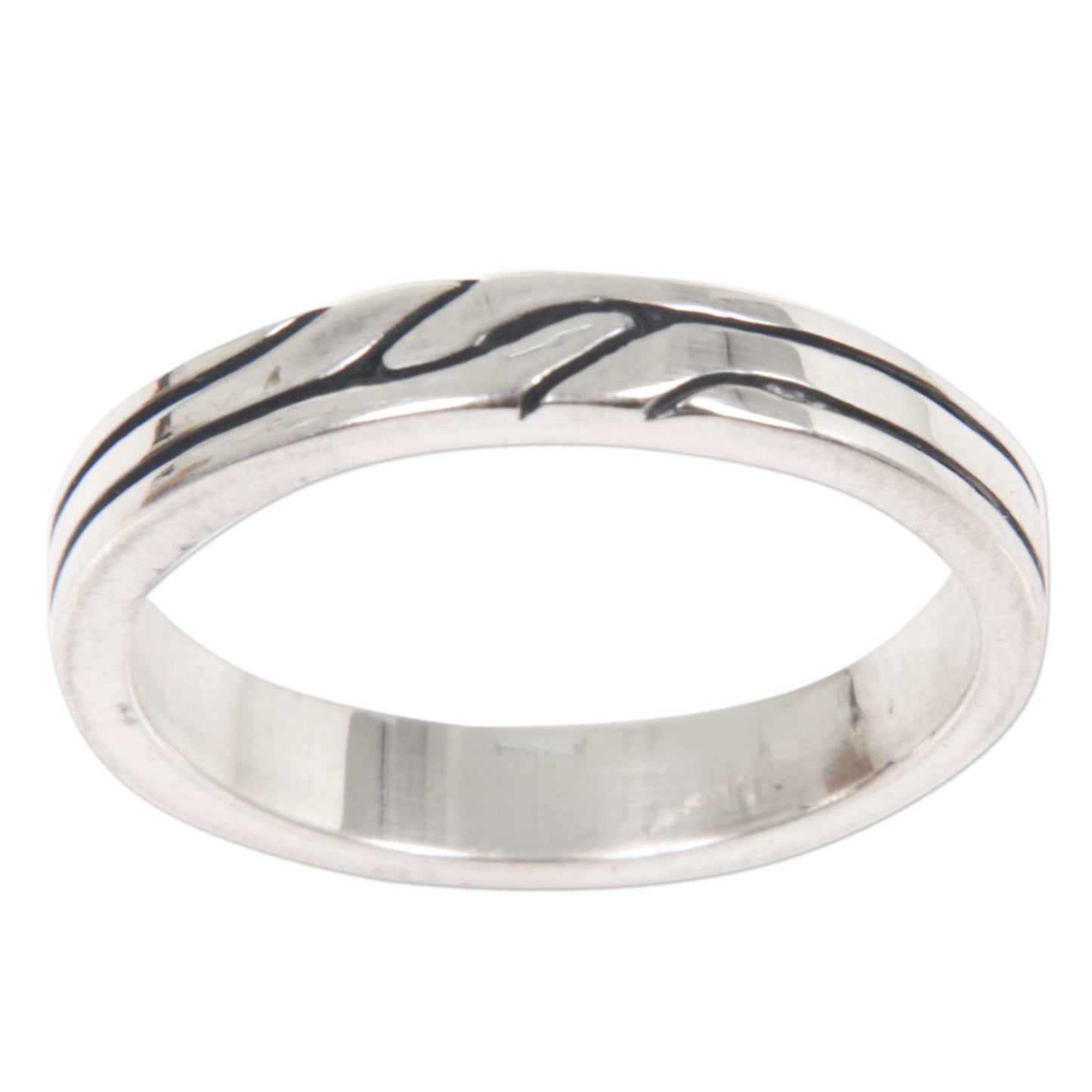 Shiny Minimalist Sterling Silver Band Ring with Balinese Minimalist Styling