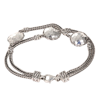 Brilliant Moons Hand Made Sterling Silver Naga Link Bracelet from Bali