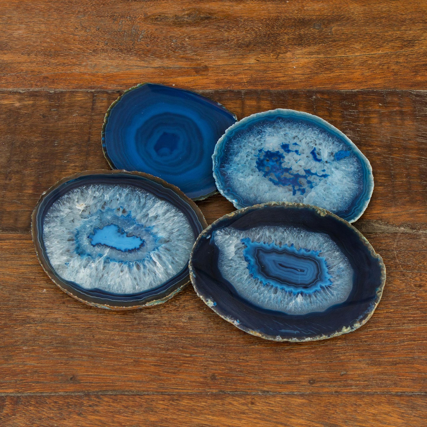 Freckles Natural Blue Agate Coasters (Set of 4) from Brazil