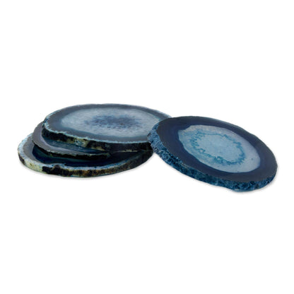 Freckles Natural Blue Agate Coasters (Set of 4) from Brazil