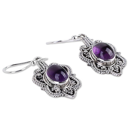 Intricate Embrace Handcrafted Sterling Silver Earrings with Amethyst