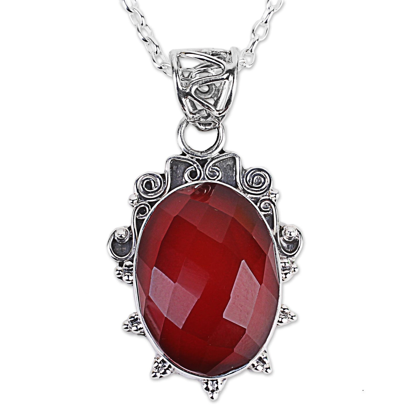 Glow of Embers India Handcrafted Sterling Silver Necklace with Carnelian