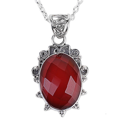 Glow of Embers India Handcrafted Sterling Silver Necklace with Carnelian