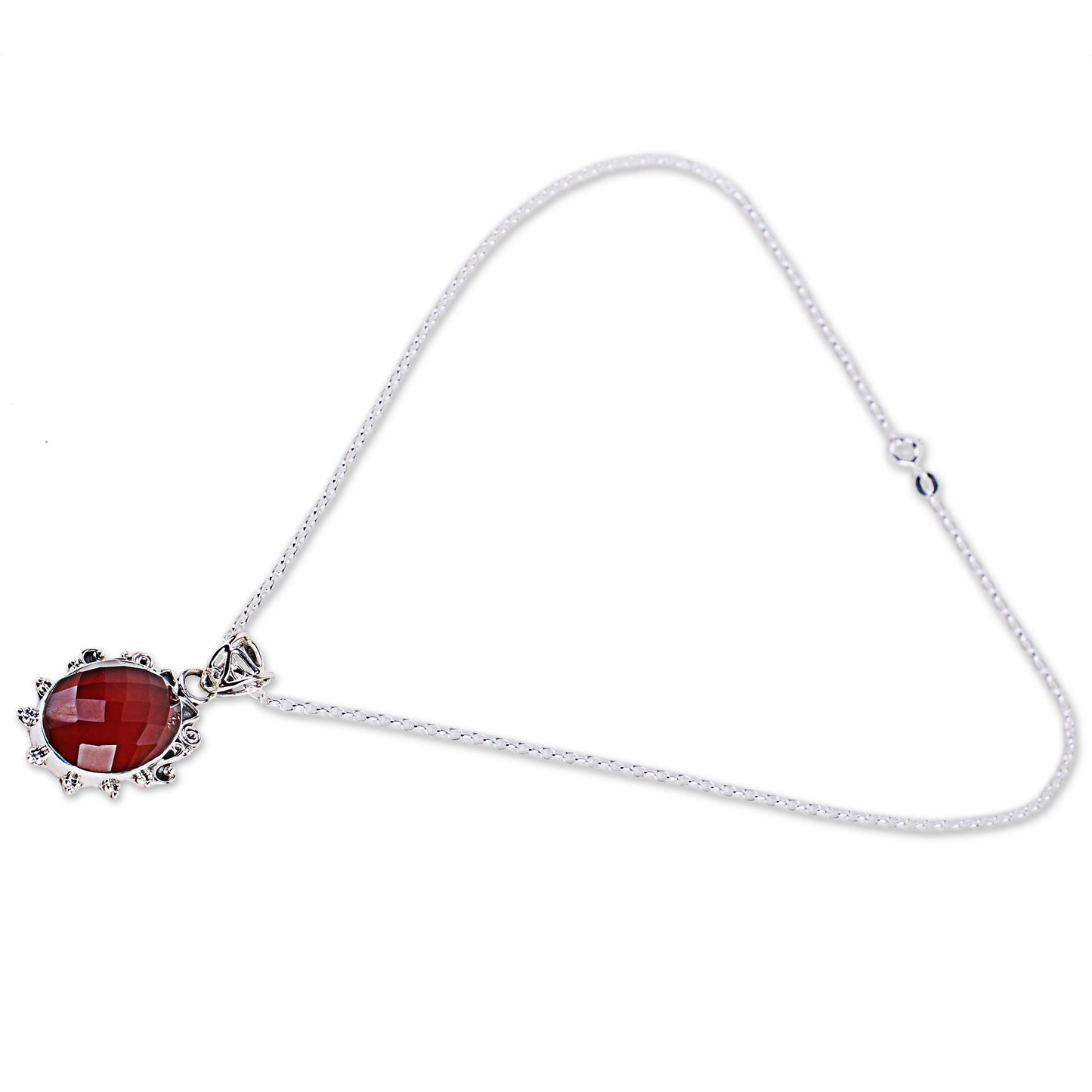 Glow of Embers India Handcrafted Sterling Silver Necklace with Carnelian