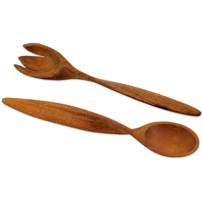 Twist Of Nature Wood Salad Servers