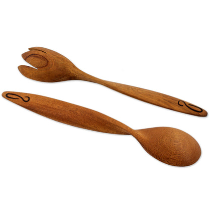 Twist Of Nature Wood Salad Servers