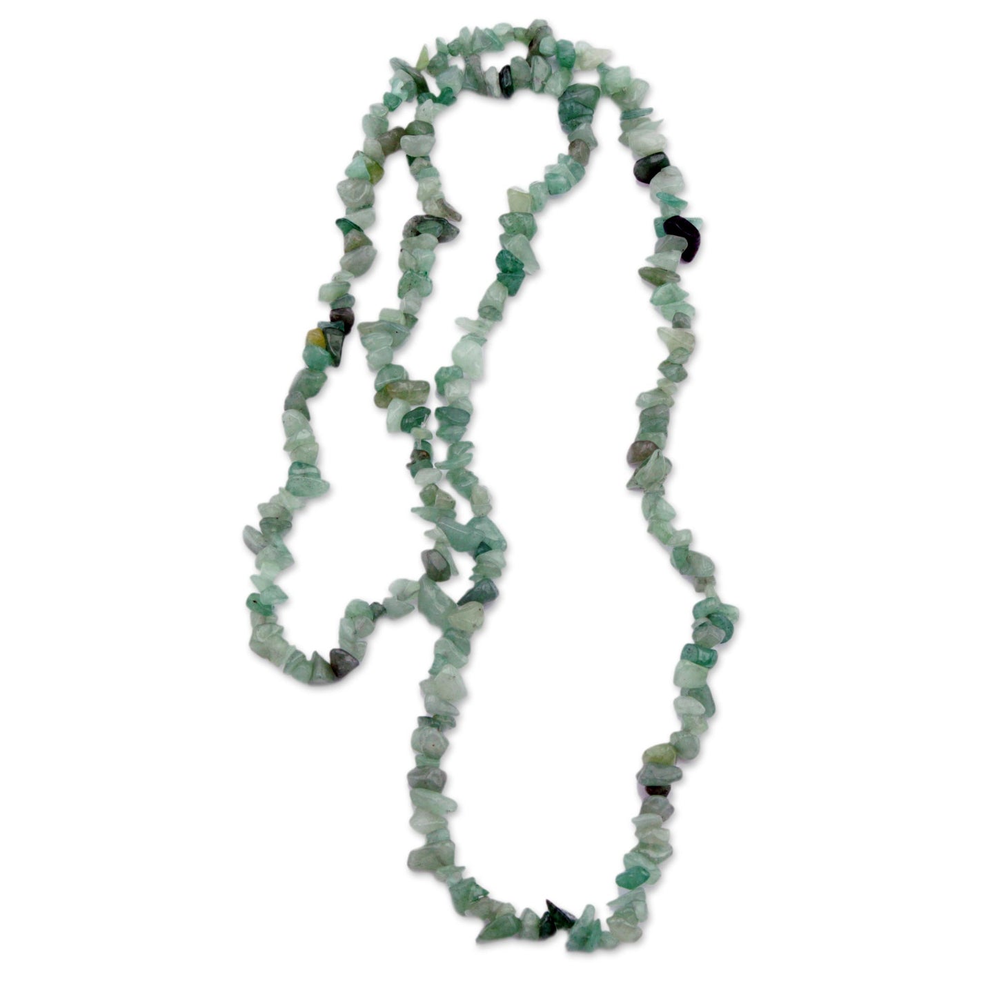 Verdant Meadows Brazil Artisan Crafted Green Quartz Beaded Long Necklace