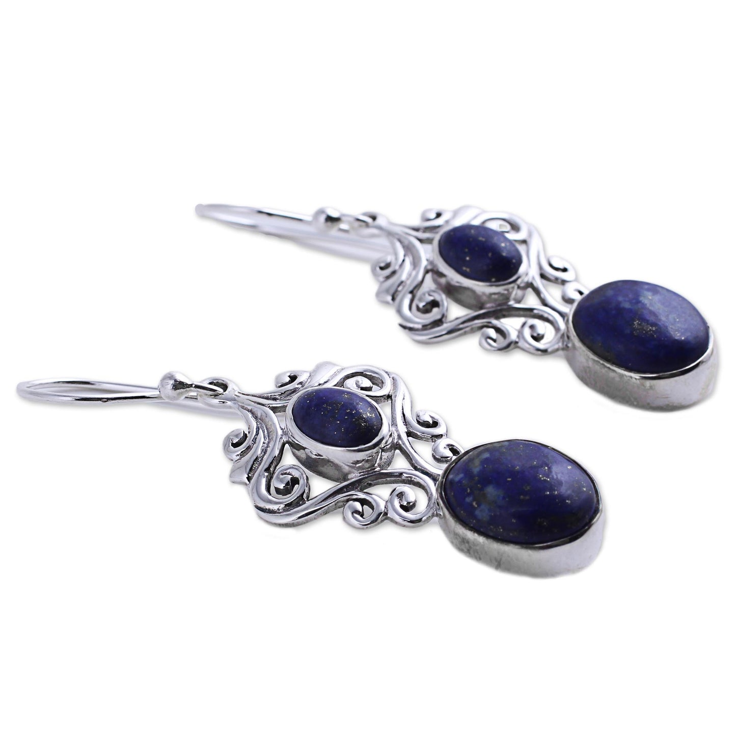 Whimsical Tendrils Lapis Dangle Earrings