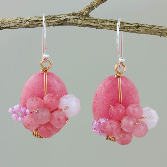 Garden Bliss in Pink Quartz Beaded Earrings