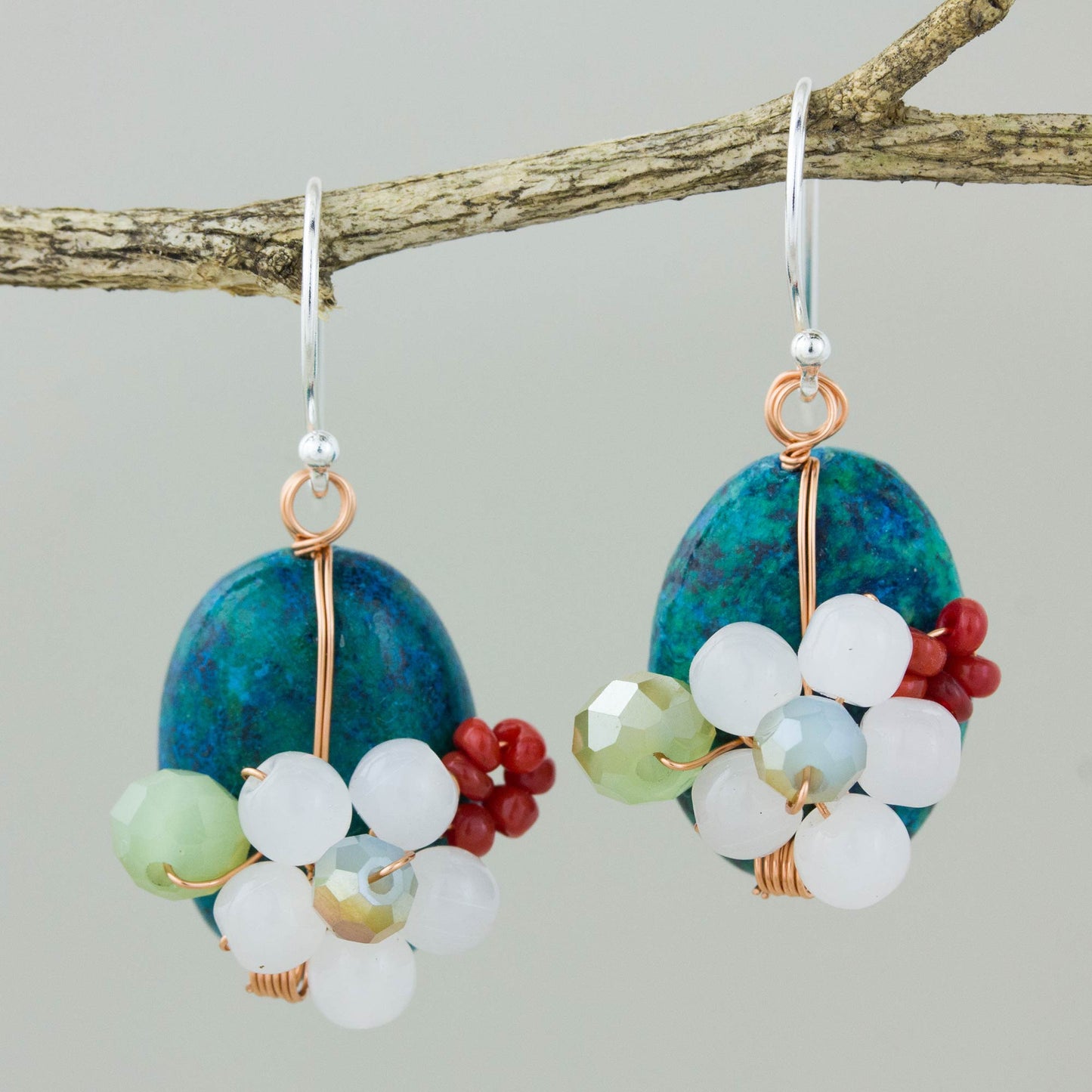 Garden Bliss in Teal Multi-Gem Earrings