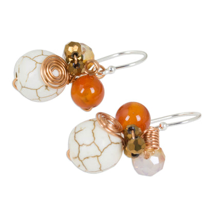 White Bubbles Multi-Gem & Silver Beaded Earrings