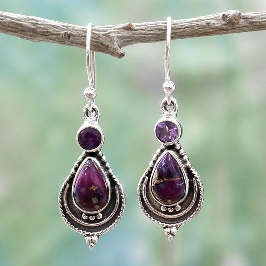 Mughal Lilac Sterling Silver Dangle Earrings