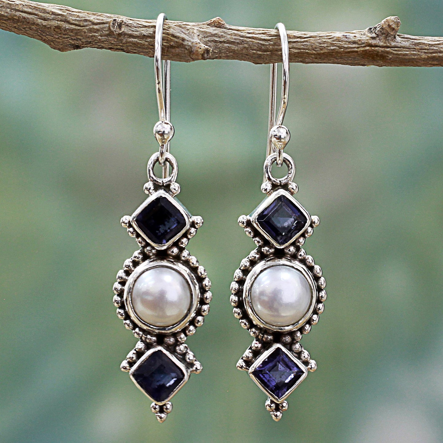 Lunar Allure Silver Dangle Earrings