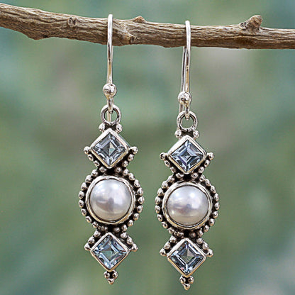 Marine Allure Gemstone & Pearl Earrings