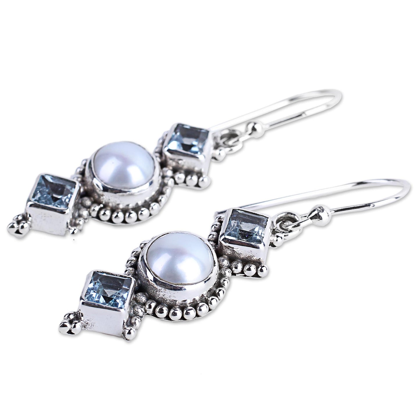 Marine Allure Gemstone & Pearl Earrings