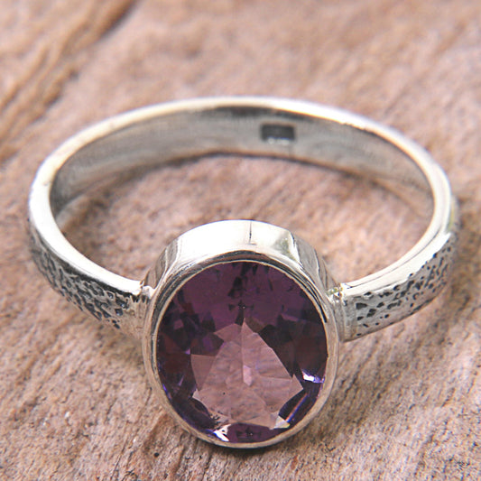 Simply in Purple Hand Made Amethyst and Silver Solitaire Ring from Indonesia