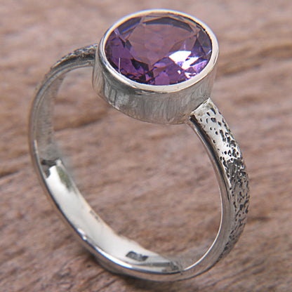 Simply in Purple Hand Made Amethyst and Silver Solitaire Ring from Indonesia