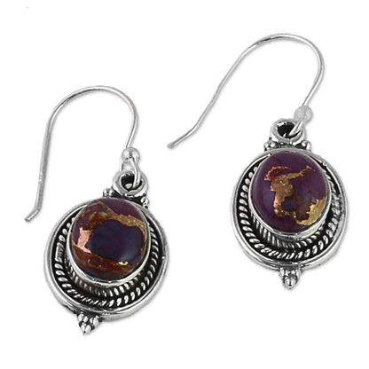 Purple Glory Hand Made Purple Turquoise Dangle Earrings from India