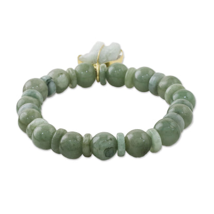 Jade Elephant Gold Plated Beaded Bracelet