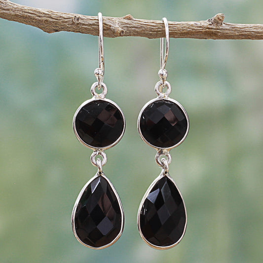 Magical Charm Onyx & Silver Dangle Earrings