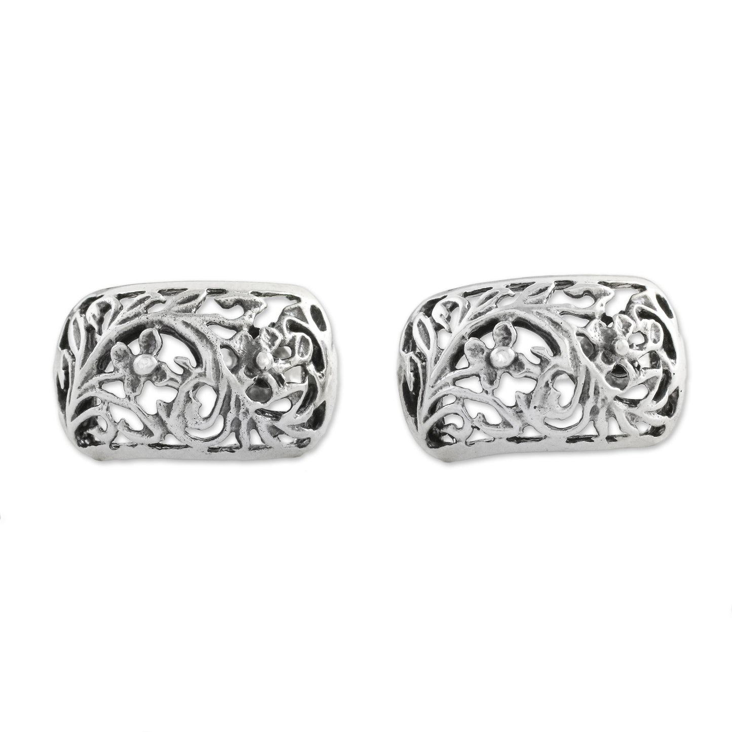 Floral World Sterling Silver Floral Drop Earrings from Thailand