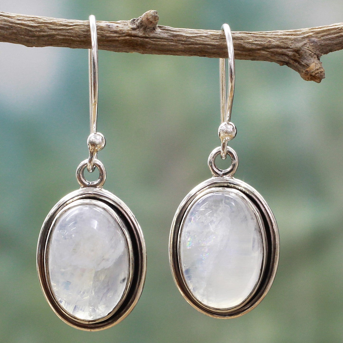 Lunar Goddess Moonstone Silver Dangle Earrings