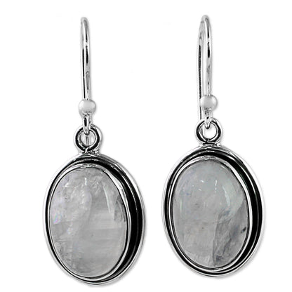 Lunar Goddess Moonstone Silver Dangle Earrings