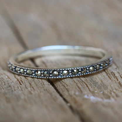 Glistening Road Marcasite & Silver Delicate Band Ring