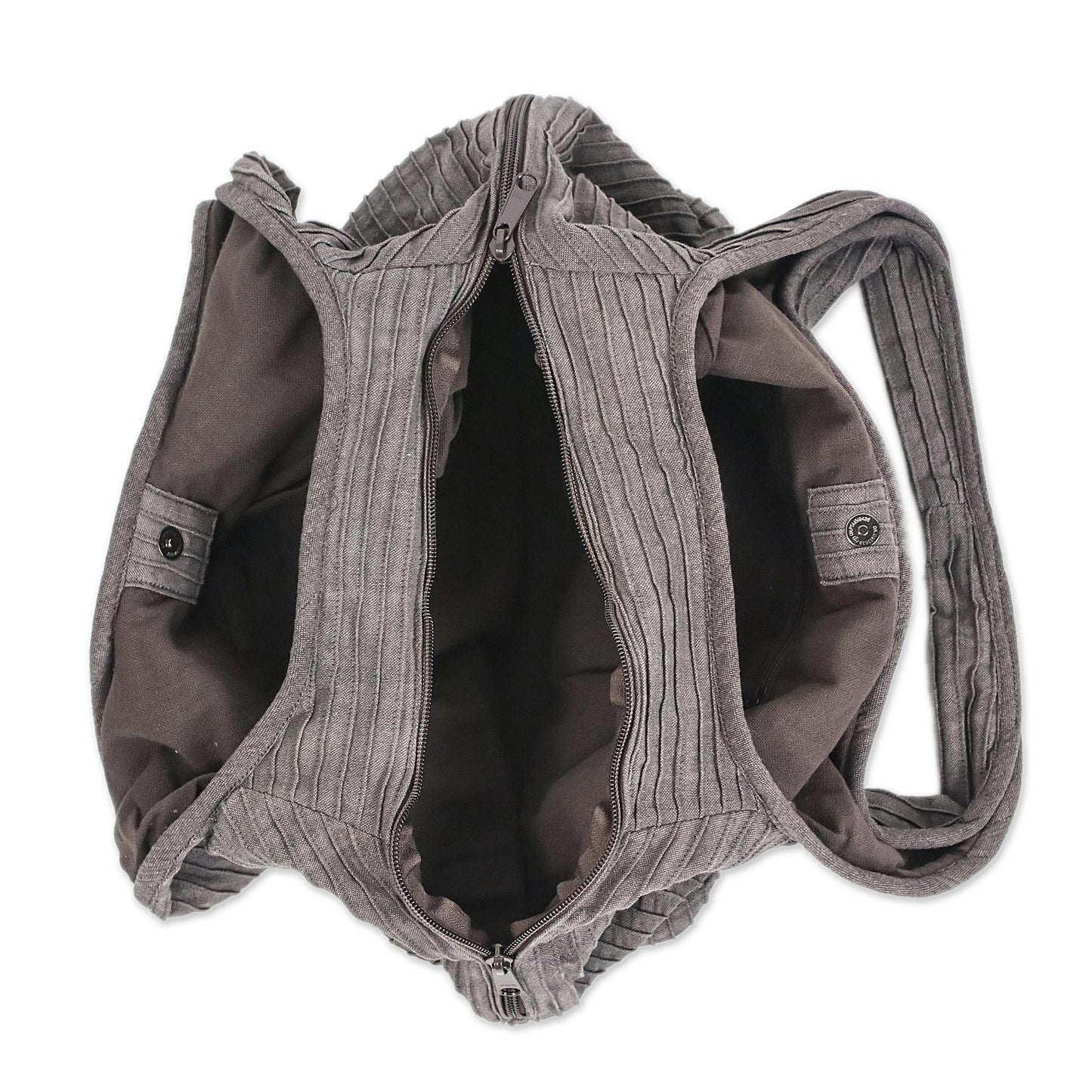 Thai Texture in Grey Cotton Shoulder Bag