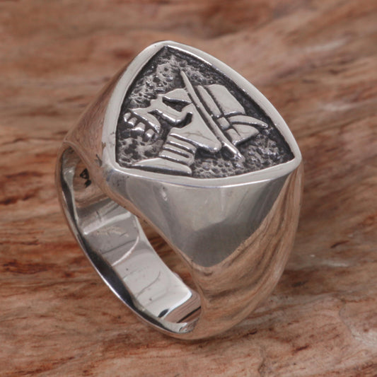 Dapper Skull Silver Signet Ring