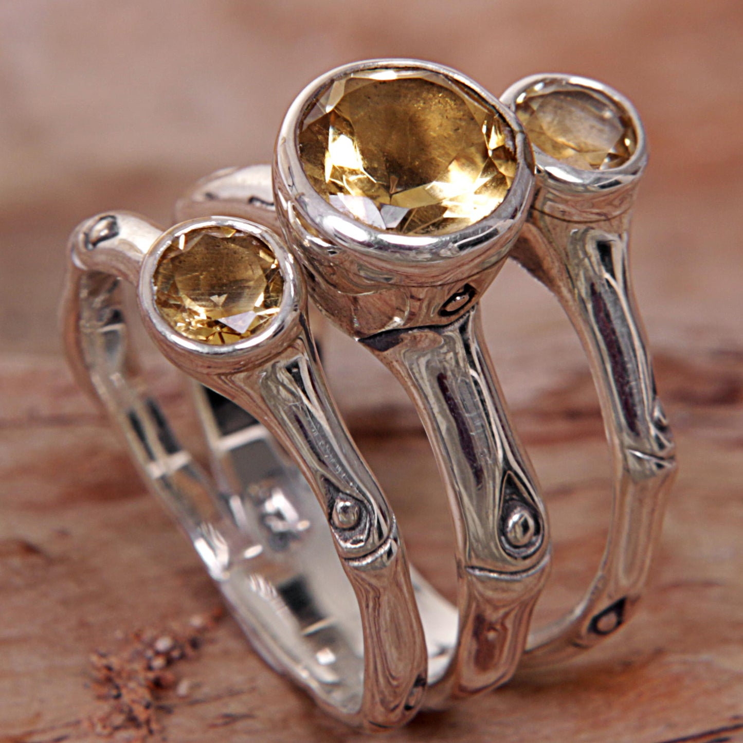 Bamboo Dew Citrine Cocktail Ring