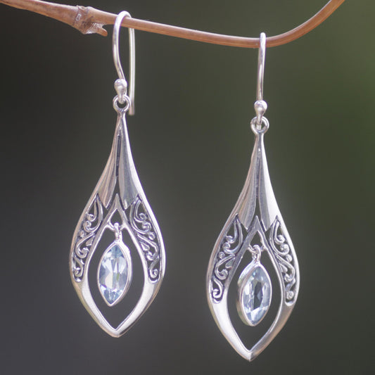 Blue Teardrops Sterling Silver Earrings