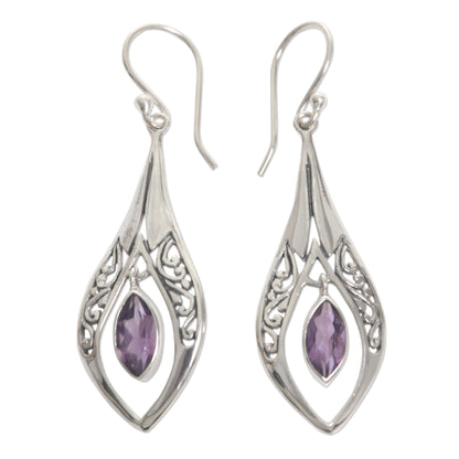 Purple Teardrops Amethyst & Silver Dangle Earrings