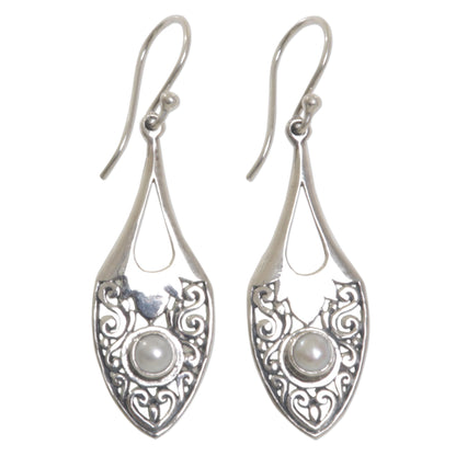 Catch the Moon Sterling Silver Cultured Pearl Dangle Earrings Indonesia