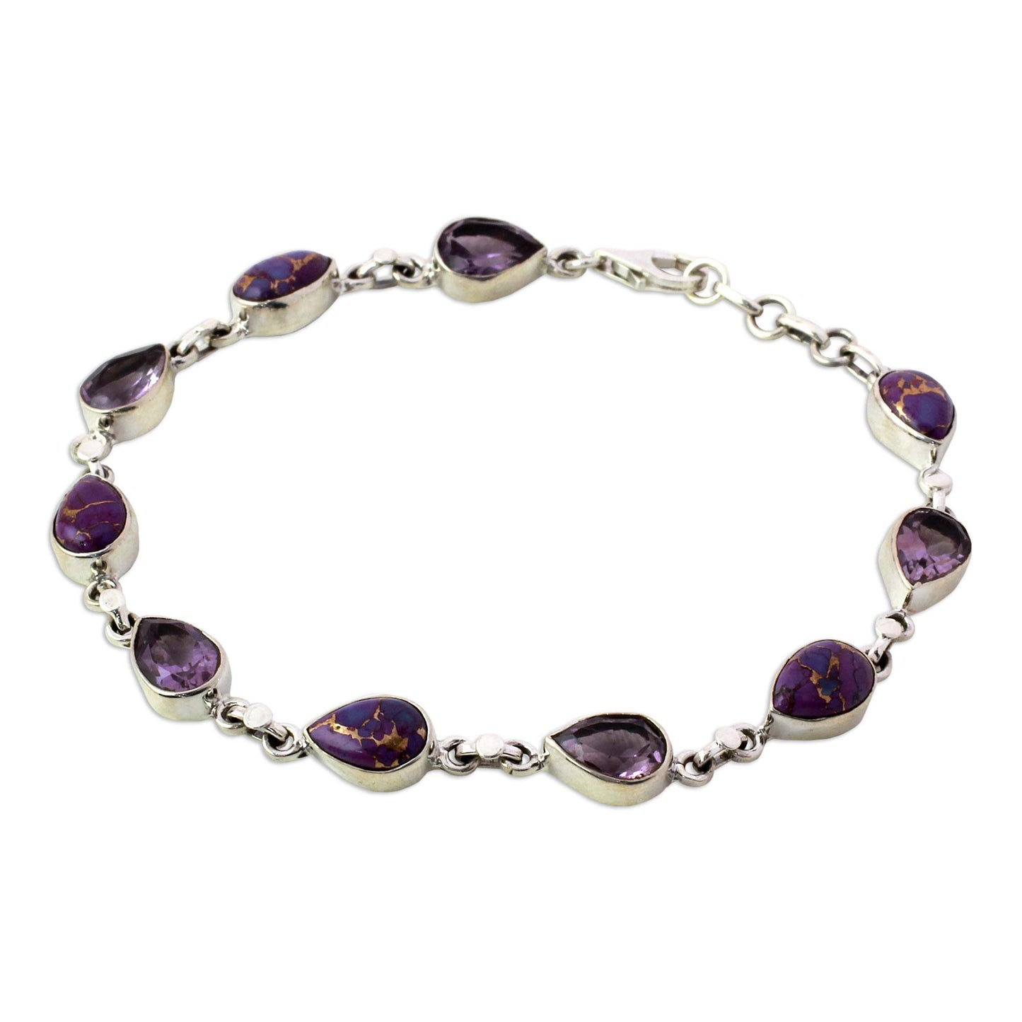 Tears of India Amethyst Composite Turquoise Link Bracelet from India