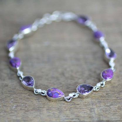 Tears of India Amethyst Composite Turquoise Link Bracelet from India