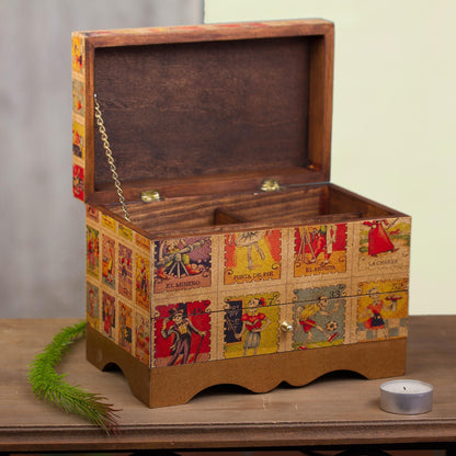 Day of the Dead Lottery Day of the Dead Bingo Decoupage on Pinewood Jewelry Box