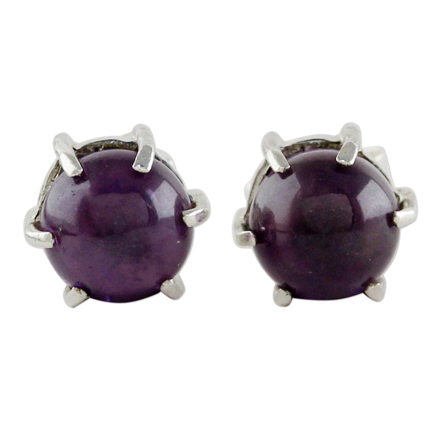 To the Point Sterling Silver and Amethyst Stud Earrings from Thailand