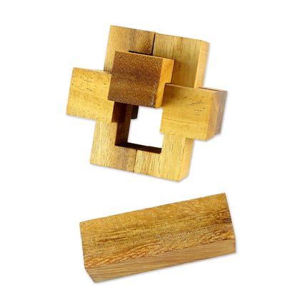 Wood Burr Hand Made Wood Puzzle Game 6 Pieces from Thailand