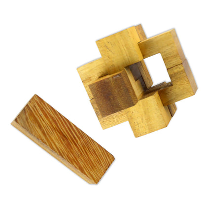 Wood Burr Hand Made Wood Puzzle Game 6 Pieces from Thailand