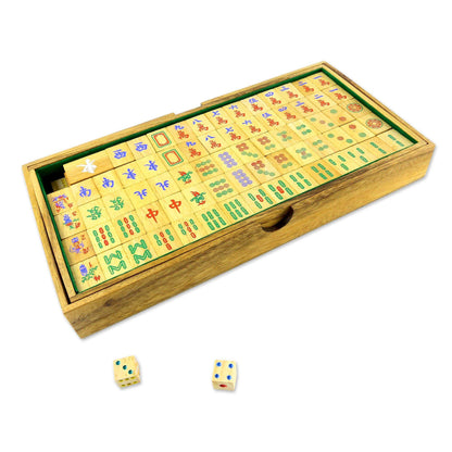 Handmade Raintree Wood Chinese-Style Mah Jongg Game