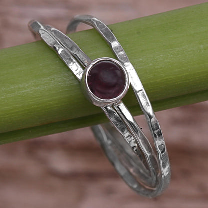 Magical Essence in Red Garnet and Sterling Silver Solitaire Ring from Indonesia