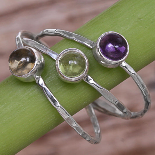 Magical Trio Amethyst Peridot and Citrine Multigemstone Ring