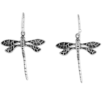 Skyward Wanderers Dragonfly Sterling Silver Dangle Earrings from Thailand