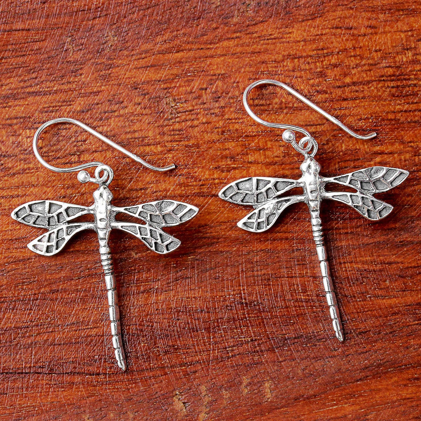 Skyward Wanderers Dragonfly Sterling Silver Dangle Earrings from Thailand