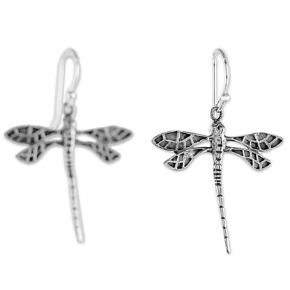 Skyward Wanderers Dragonfly Sterling Silver Dangle Earrings from Thailand