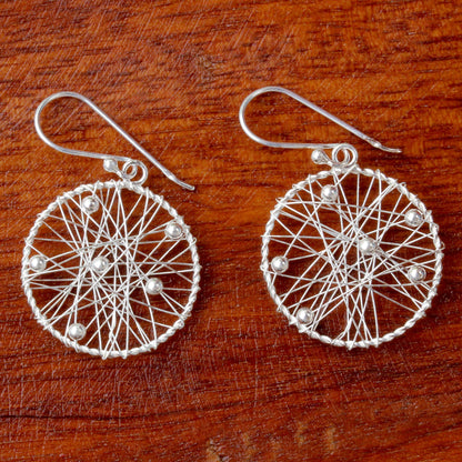 Good Dream Sterling Silver Round Dangle Earrings from Thailand